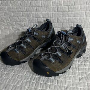Keen Utility Atlanta Cool II ESD steel toe work shoes gargoyle/blue fog colorway